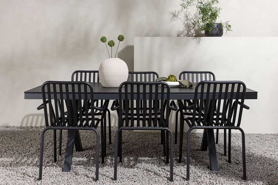 TABLE DE JARDIN DESIGN EN COMPOSITE ET ALUMINIUM NOIR